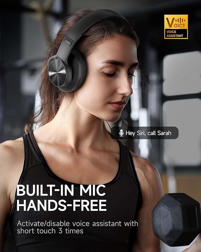 Picun B8 Bluetooth Headphones, 120H Playtime Headphone Wireless Bluetooth with 3 EQ Modes, Low Latency, Hands-Free Calls, Over Ear Headphones for Travel Home Office Cellphone PC Black