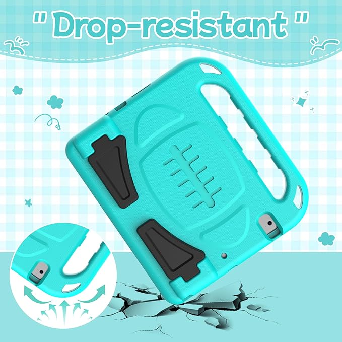 BMOUO Kids Case for iPad 9.7 2018/2017/iPad Air 2/1/Pro 9.7-Built-in Screen Protector Shockproof Handle Convertible Stand Case for iPad 9.7 Inch 2018 (6th Generation)/2017 (5th Generation),Turquoise