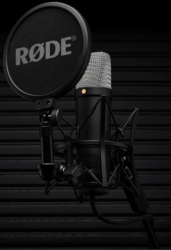 RØDE NT1 5th Gen Large-Diaphragm Studio Condenser Microphone - XLR & USB Outputs - Shock Mount & Pop Filter Included - Music Production, Vocal Recording, Podcasting - Black - Professional Audio