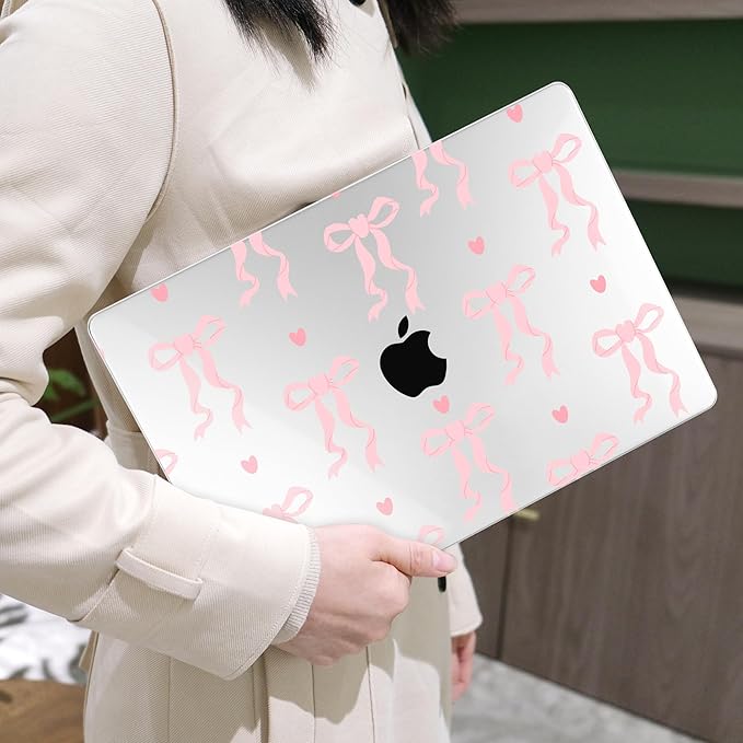 MEEgoodo Case for M5/M4/M3/M2 MacBook Air 15 inch Case 2026 2025 2024 2023, Laptop Shell Fit Model (A3448/A3241/A3114/A2941) for MacBook Air 15.3-inch, Trendy Bow & Hearts