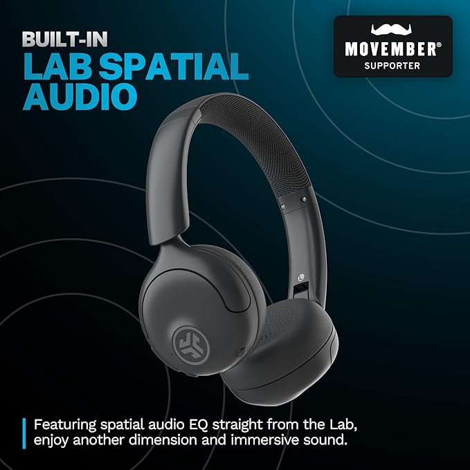 JLab, Go Lux ANC, On Ear Headphones, Active Noise Cancelling, Bluetooth, Multipoint Connection, Graphite