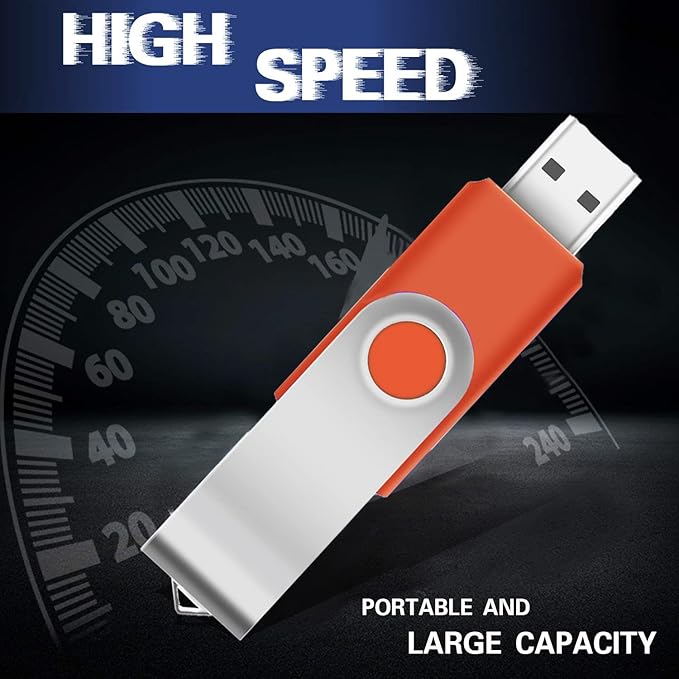 1GB USB Flash Drive 1PCS, EASTBULL USB 2.0 Thumb Drive Swivel USB Stick Memory Stick Metal Thumb Drive (Orange)