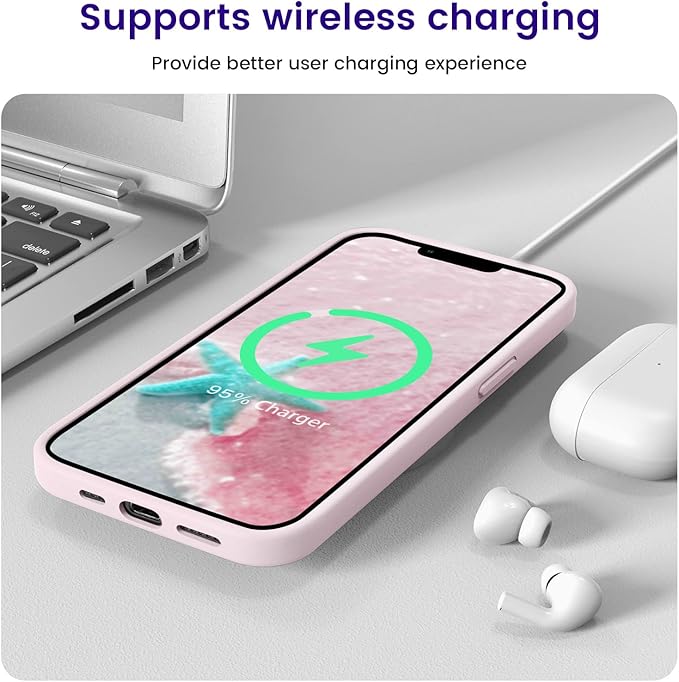 OTOFLY Designed for iPhone 13 Case, Silicone Shockproof Slim Thin Phone Case for iPhone 13 6.1 inch Ice Pink