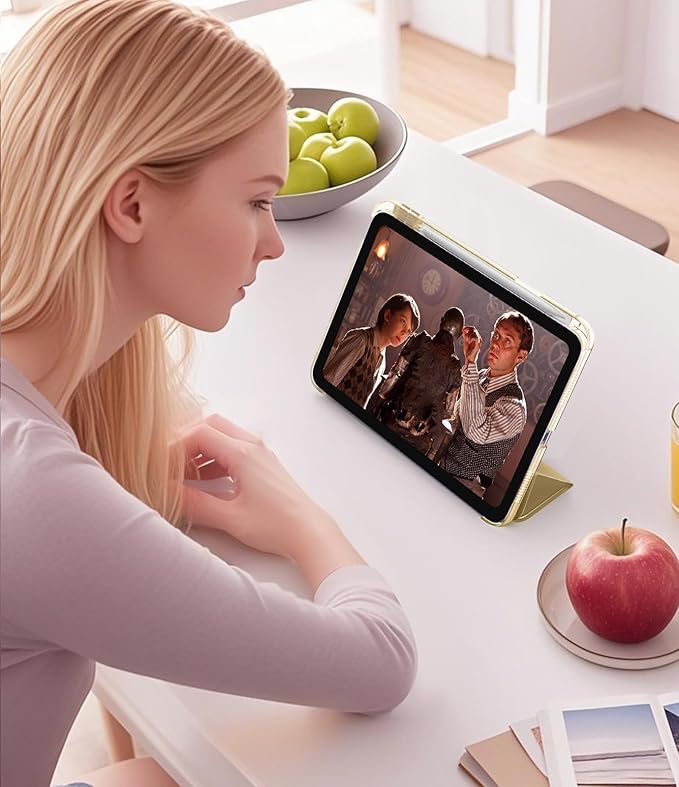 TiMOVO Case for iPad Air 11 Inch M4 2026/M3 2025/M2 2024, iPad Air 5th Generation 2022/4th Gen 2020 10.9 Inch with Pencil Holder, Stand Cover with Translucent Back, Auto Wake/Sleep, Champagne Gold