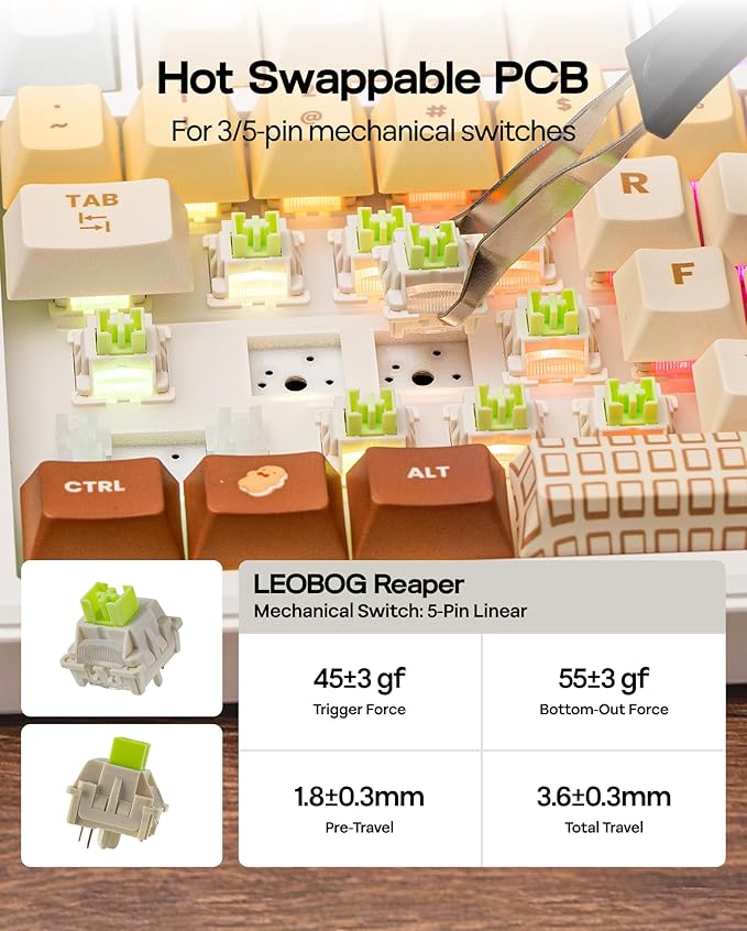 EPOMAKER X Aula F75 MAX Wireless Mechanical Keyboard with TFT Screen and Knob, Gasket Keyboard in 75% Layout, Hot Swappable Gaming Keyboard for PC/Mac/Linux (Caramel)