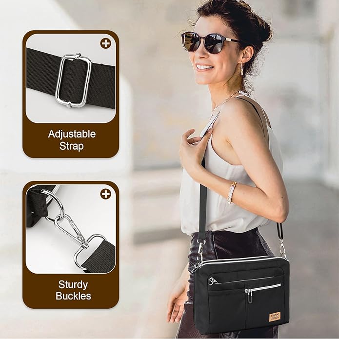 TiMOVO 9-11 Inch Tablet Sleeve Bag for iPad 11-inch A16 2025, Galaxy Tab A9 Plus 11", Anti-Theft Deisgn & Shoulder Strap