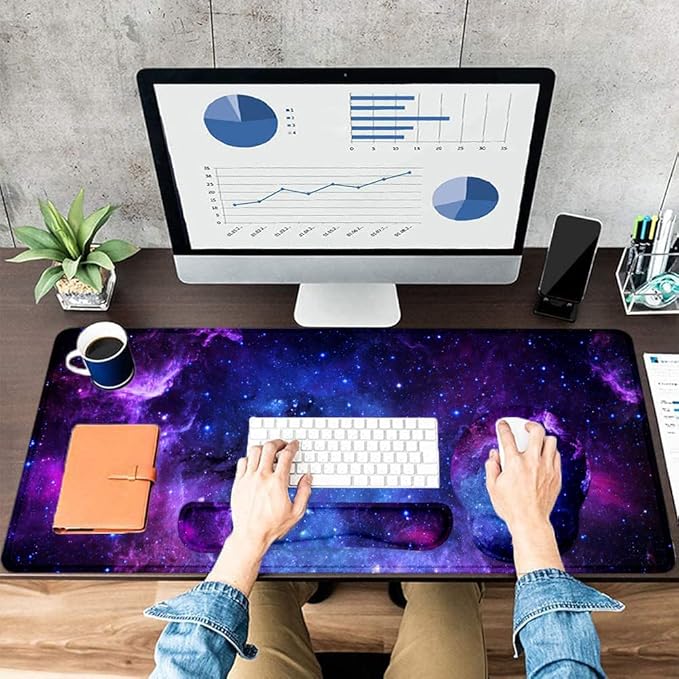 LATEEFAH Mouse Pad with Wrist Rest, Large Mouse Pad, Ergonomic Gaming Desk Pad Keyboard Wrist Rest Set, 4-in-1 Desk Mat Keyboard Mat for Home, Office