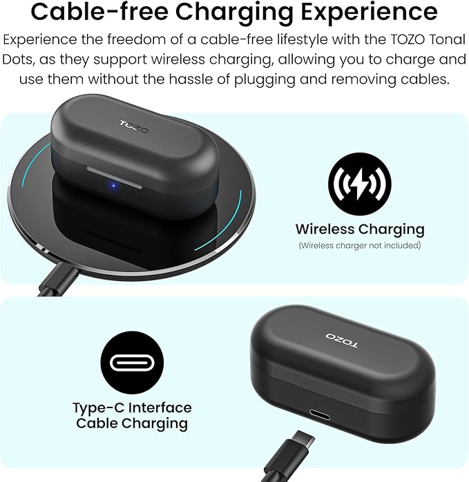 TOZO T12 Wireless Earbuds Bluetooth 5.3 Headphones, Call ENC Noise Cancelling Mic, 55Hrs Playtime App Customize EQ IPX8 Waterproof LED Digital Display Premium Sound Headset