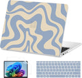 AKIT Case Compatible with Microsoft Surface Laptop 15-inch Touchscreen Copilot+ PC 2024 (7th Ed), Unique Pattern Hard Shell Case+Screen Protector+Keyboard Cover for Surface 7 15''(2037), Blue Wave