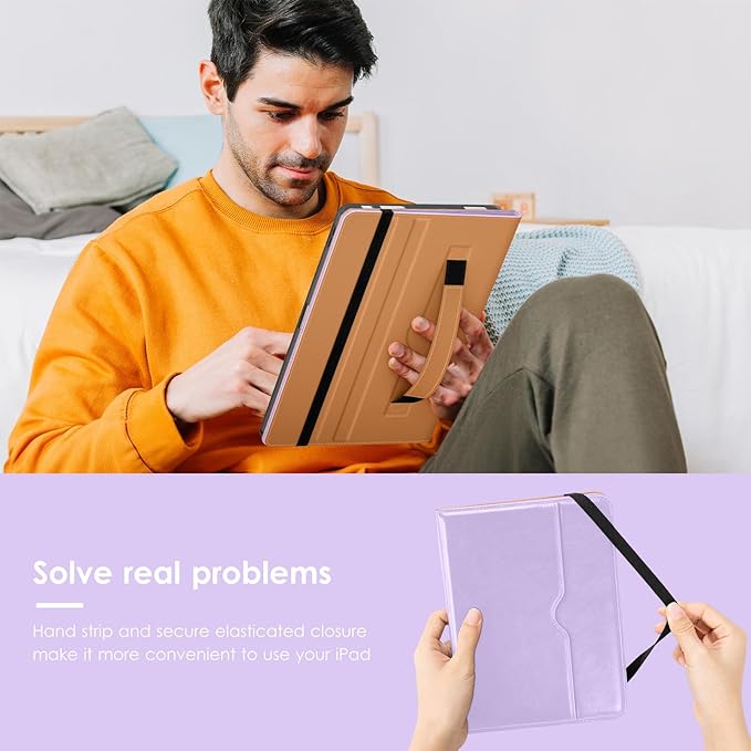 VIKESI Case for iPad Air 13 inch (M4) 2026 / (M3) 2025 / (M2) 2024,Premium Leather Folio,Apple Pencil Holder,Auto Sleep/Wake,Stand Cover - Lavender