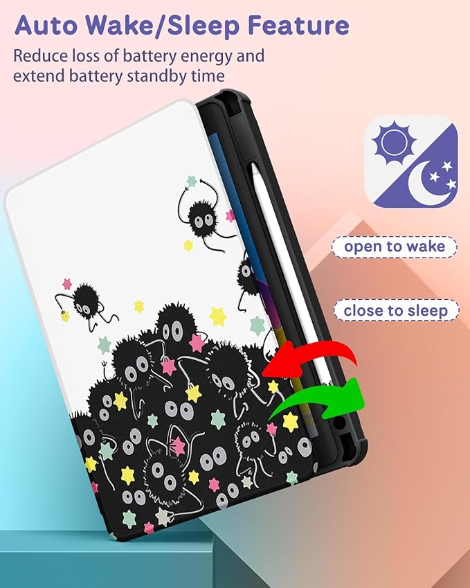 Uppuppy for iPad Air 11 inch Case, Air 5th/4th Generation 10.9, Pro 11'' Case Women Girls for Apple Pencil Holder Cute Cartoon Rotating Folio Cover for iPad Air 11 2024 (M2), 10.9 2022 2020, Pro 11
