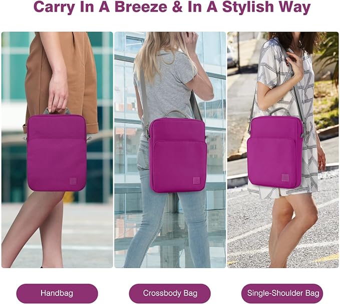 Dadanism 9-11 Inch Tablet Sleeve Bag Carrying Case with Shoulder Strap for iPad (A16) 11", iPad 10th Gen 10.9", iPad Air M4/Pro M5 11", iPad 9/8/7th 10.2", Galaxy Tab A11+ Plus 11", Fuchsia