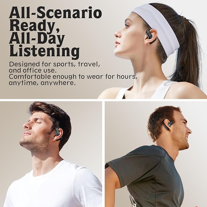 OHAYO Open Ear Headphones,Over Ear Earbuds with Ergonomic Earhook,Bluetooth Headphones 5.4 with Smart Digital Display,40H Playtime,IPX6 Waterproof,Touch Control Operate Fit Cycling,Running,Workout