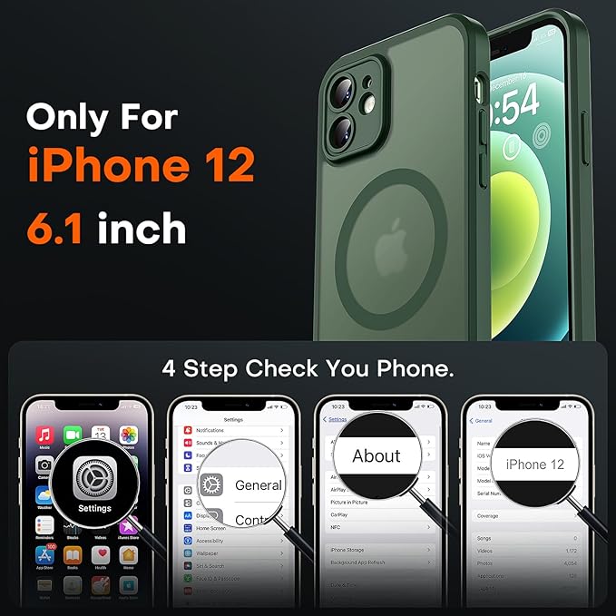 TOCOL for Phone 12 Case, Compatible with Magsafe Charger, Full Camera Protection, Drop Protection, Translucent Matte Phone Case for iPhone 12 6.1 inch (Alpine Green)