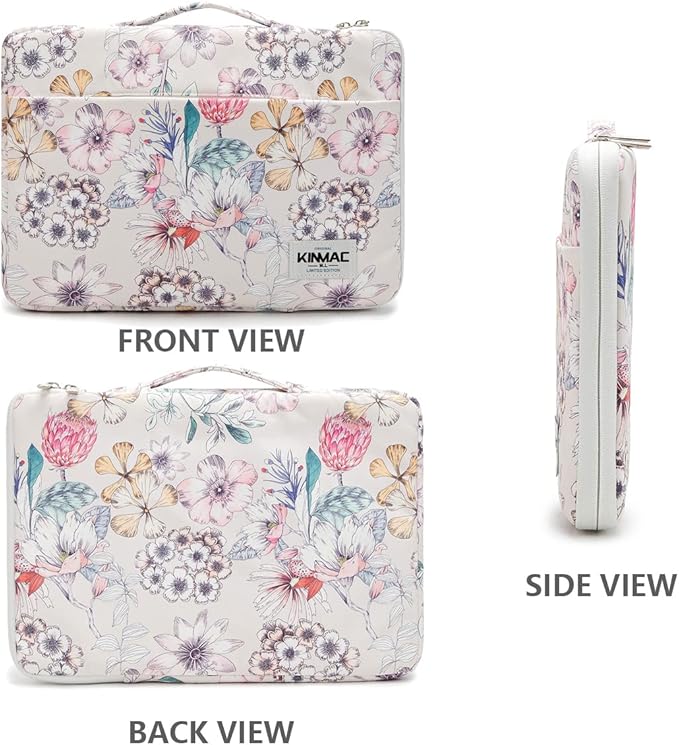 Kinmac Floral Pattern 360° Protective Water Resistant Laptop Case Bag Sleeve with Handle for Surface Pro,MacBook Air/Pro 13",MacBook 12",iPad pro 12.9 and 12 inch-13.3 inch Laptop