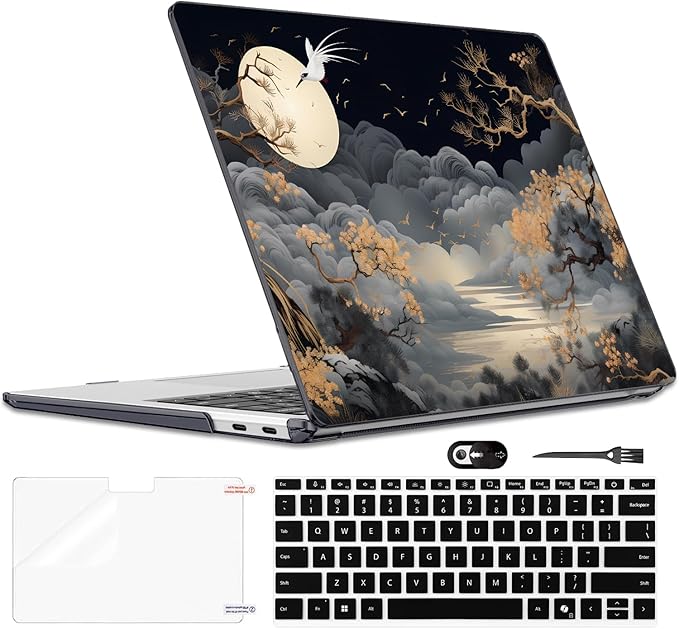 Slim Protective Case for Microsoft Surface Laptop 13 inch Copilot+PC 2025 (Model 2095), Lightweight Anti-Scratch Printed Pattern Plastic Hard Shell Case Cover, Tide Illustration 2
