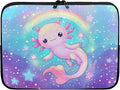 Rainbow Axolotl Computer Sleeve for Women Girls Laptop Sleeve 17 inch Neoprene Laptop Covers with Padded Compartment Lap Top Case Galaxy Computer Carrying Bag Purple
