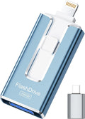 MFi Certified Flash Drive for iPhone iPad 256GB, Photo Stick for External Memory Storage, Easily Back Up and Save Photos Videos, USB Memory Stick Thumb Drive for iPhone/iPad/Android/PC (Sky Blue)