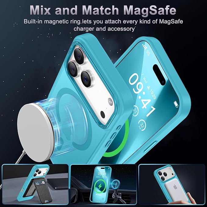 Newfuture Magnetic for iPhone 17 Pro Case [Compatible with Magsafe] [Military Grade Drop Protection] Translucent Matte Anti-Scratch Shockproof Protective Phone Cover 6.3 Inch, Lake Blue