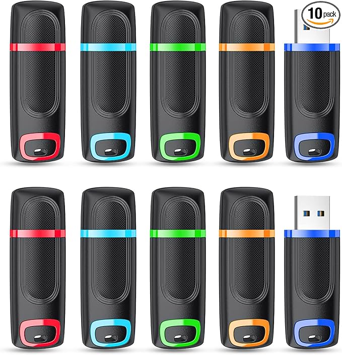 RAOYI 10 Pack 32GB Flash Drive, USB 3.0 High Speed Memory Stick Thumb Drive Jump Drive Zip Drive for Data Storage and Backup (Multicolor)