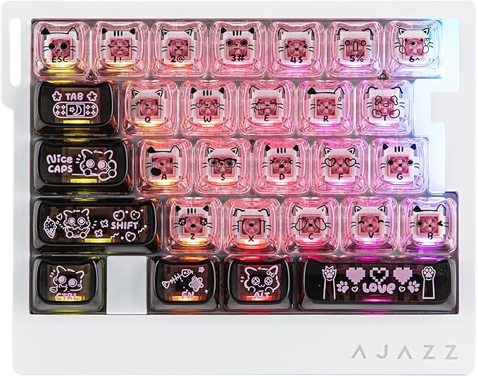 MechLands AJAZZ AK029 One Handed Gaming Keyboard, 8Khz Polling, 29 Keys Rapid Fast Wired Keyboard, SOCD & DKS, Magnetic Switch, Adjustable Actuation, RGB Backlits, Aluminum Plate (Black Pink)
