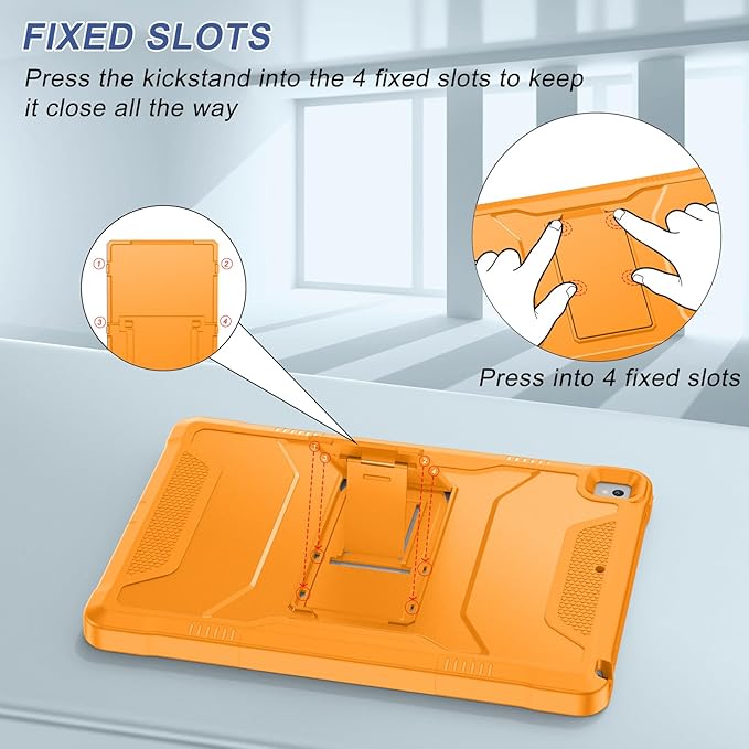 Soke Case for iPad 6th/5th Generation 9.7 Inch 2018/2017,with Built-in Screen Protector and Kickstand, Rugged Full-Body Heavy Duty Protective Cover for Apple iPad Air 2 /Pro 9.7 - Citrus