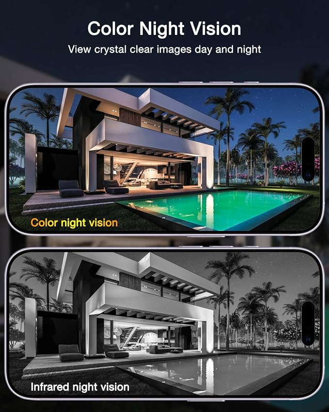 ANRAN Dual-Lens Solar Security Camera, 3MP Wireless Outdoor Camera for Home Security, 100% Wire-Free with Solar Panel, Color Night Vision, Motion Detection, 2.4GHz WiFi, IP66 Weatherproof