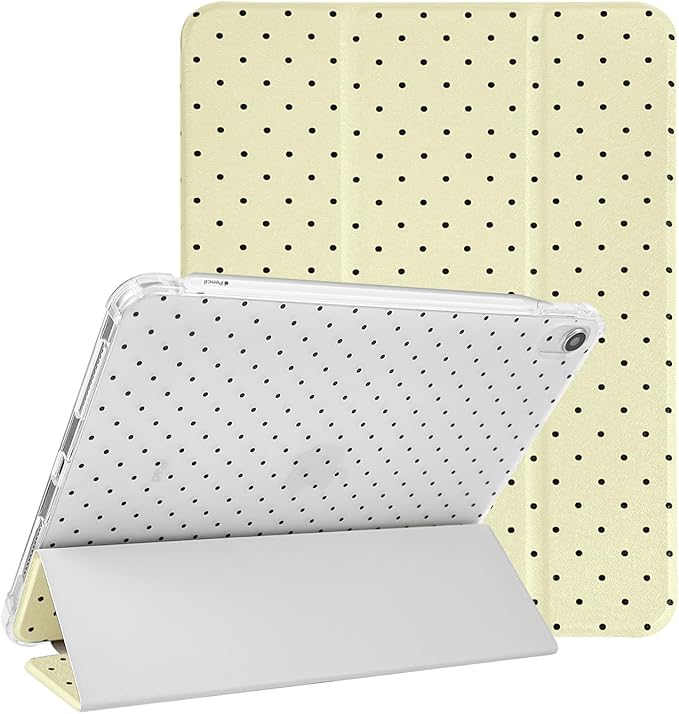 Lovmooful Compatible for iPad 11th 11-Inch A16 (2025),iPad 10 (10.9-Inch,2022 Model,10th Generation) Case with Pencil Holder Cute Polka Dot Aesthetic Design Soft TPU Trifold Stand Protective-Yellow