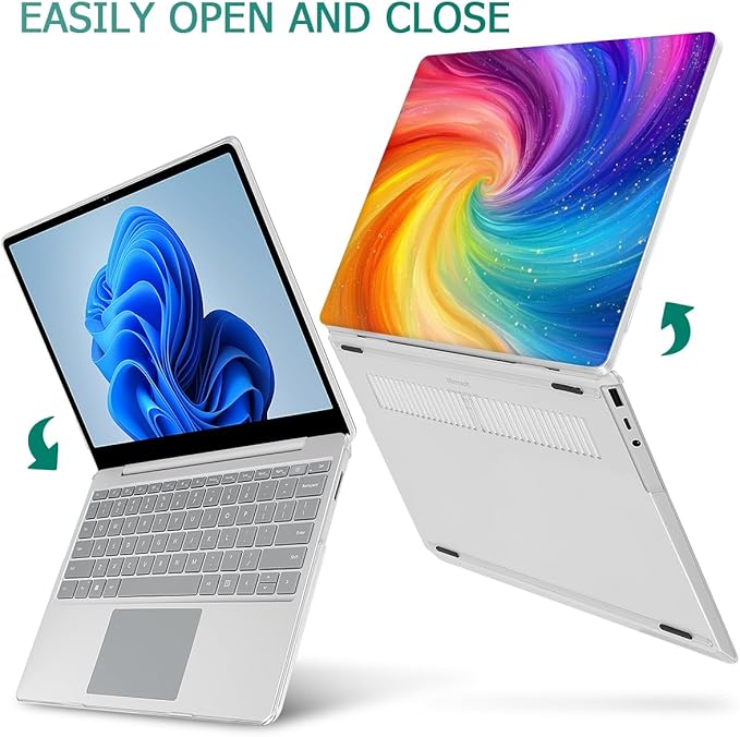 Case for 13.5" Microsoft Surface Laptop 5/4/3 with Metal Palm Rest ONLY 2019-2022 Release Models:1868/1951, Plastic Hard Shell Case with Keyboard Cover & Screen Protector, Swirling Rainbow