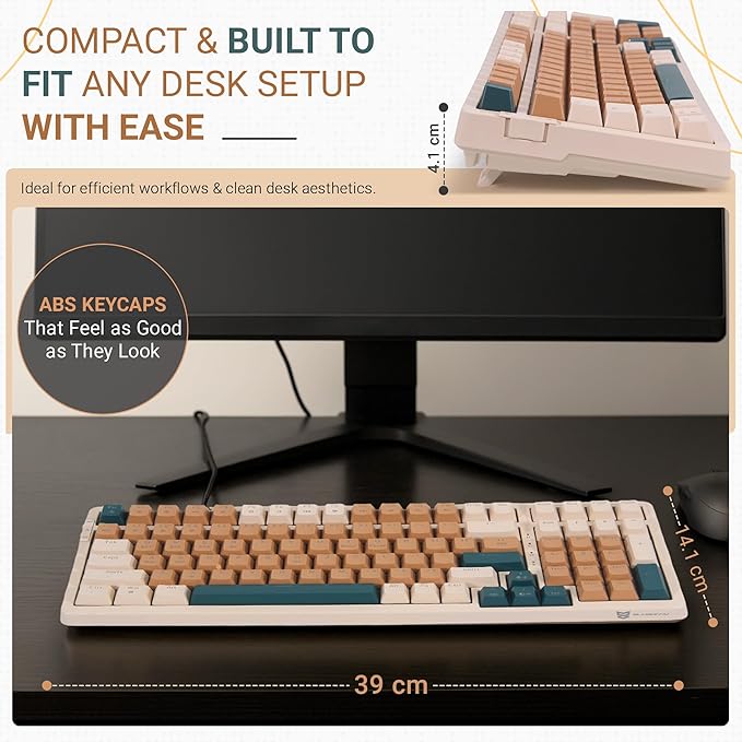 Qisan Wireless/Wired Mechanical Gaming Keyboard,Triple Mode 2.4G/USB-C/BT (98%) Wireless Mechanical Keyboard with US Layout | Blue Switch Rechargeable RGB Backlit Keyboards for Gaming, Brown Combo