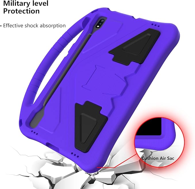 Kids Case for Samsung Galaxy Tab S10 Lite/S10 FE/S9 FE 10.9"/Tab S9/S8/S7 11", Techcircle Light Weight Shock Proof EVA Foam Handle Rugged Stand Protective Case, Purple