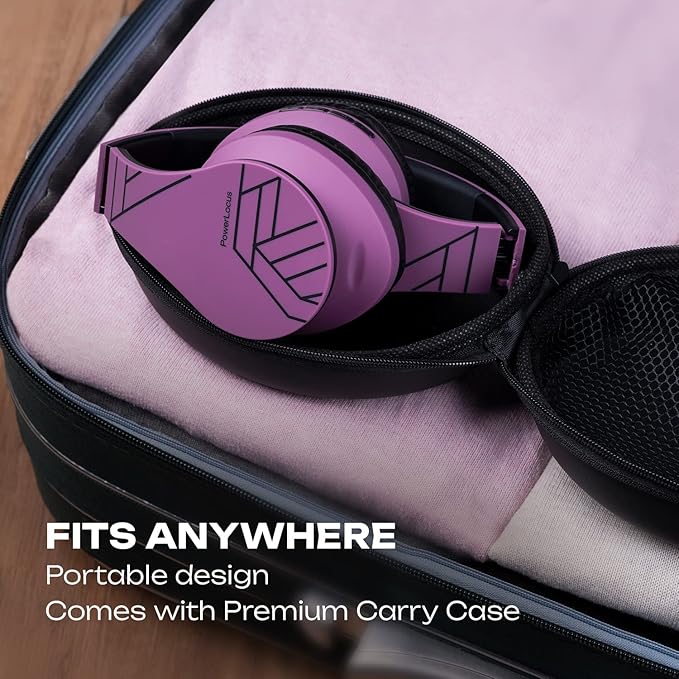 PowerLocus Bluetooth Over-Ear Headphones, Wireless Stereo Foldable Headphones Wireless and Wired Headsets with Built-in Mic, Micro SD/TF, FM for iPhone/Samsung/iPad/PC (Purple)