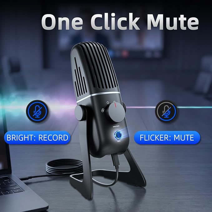 XTUGA X-4 USB Microphone for PC, Mac, Gaming, Recording, Streaming, Podcasting, 4 Pickup Patterns, Metal Desktop Condenser Mic,Plug and Play Mic for Laptop, Mobile Devices