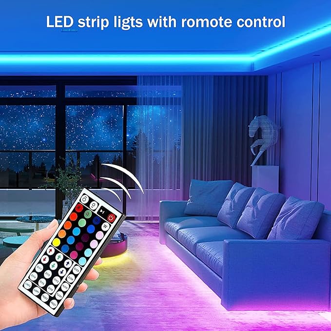 Keepsmile 32.8ft Strip Lights Smart App Music Sync Color Changing RGB Bluetooth LED Strips with Remote Led Lights for Bedroom Home Decoration