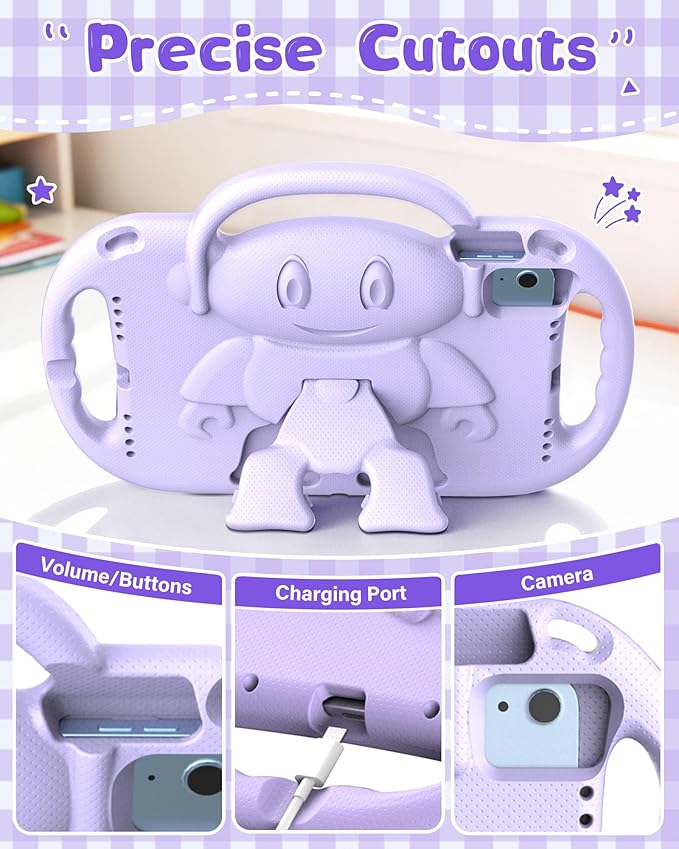 Kids Case for iPad A16 11" 2025 (11th Gen) & 10th Generation 10.9" 2022 & iPad Air 11" M3/M2 & Air 5th/4th Gen & Pro 11, Durable Shockproof Cover with Shoulder Strap Handle Stand, Light Purple