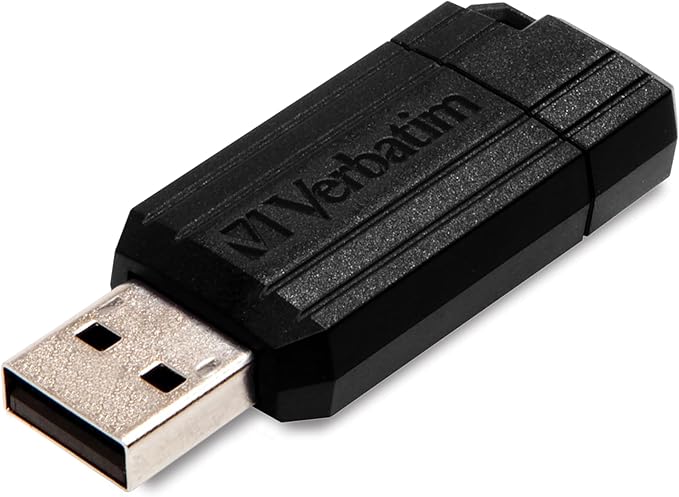 Verbatim 128GB Pinstripe USB 2.0 Flash Drive Retractable Thumb Drive - Black