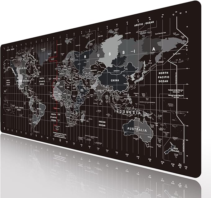 HGWALP World Map Large Gaming Mouse Pad Extended XXL(900x400X3MM) Mouse Mat Long Desk Pad with Stitched Edges for Keyboard Home Office Gaming Work Big Desk Pad
