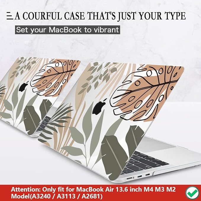 CISSOOK Compatible with MacBook Air 13.6 inch Case 2026 2025 2024 2022 Release A3449 A3240 A3113 A2681, Tropical Hard Shell Case with Keyboard Cover for MacBook Air 13 inch M2 M3 M4 M5 Chip