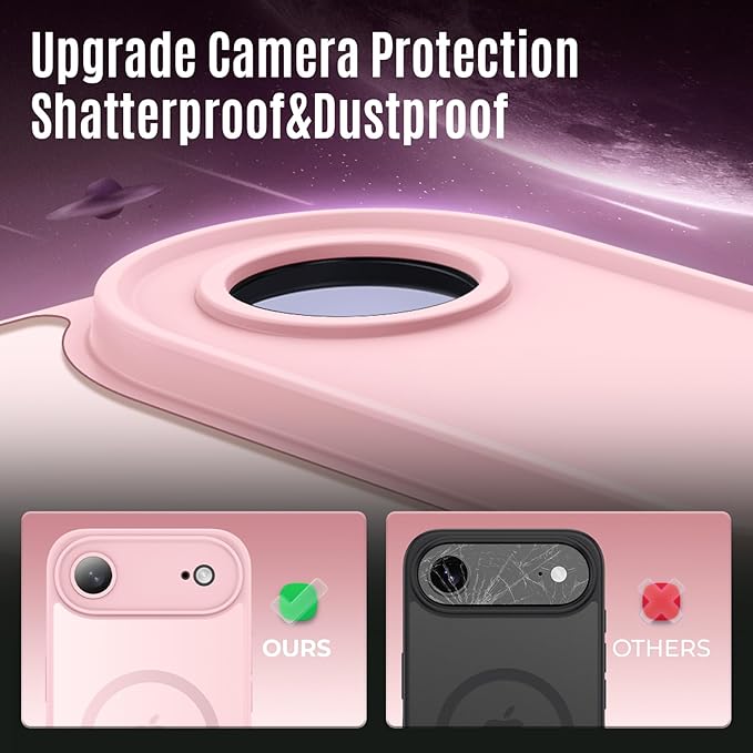 Symcele Designed for iPhone Air Case, Compatible with MagSafe, [Camera Protection] [15FT Military Drop Protection] Shockproof Translucent Matte Anti-Slip Thin Slim Phone Case, 6.5", Pink