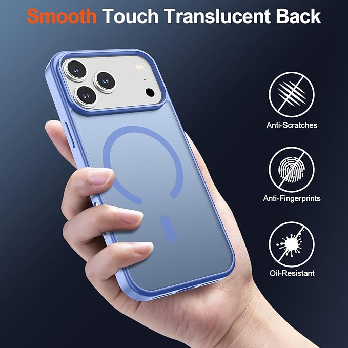 SUPFINE Magnetic for iPhone 17 Pro Max Case (Compatible with MagSafe)(Military Grade Drop Protection) Translucent Matte Shockproof with Anti-Fingerprint Phone Cover,Blue Purple