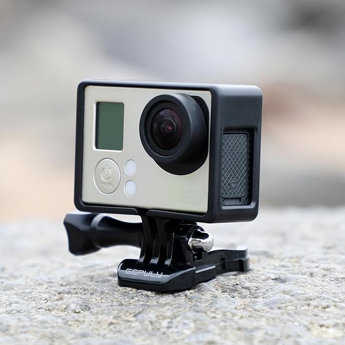 GEPULY Frame Mount Protective Housing Case with Bracket Accessories and Lens Cap for GoPro Hero 3, Hero3+, Hero 4 Black Silver Cameras