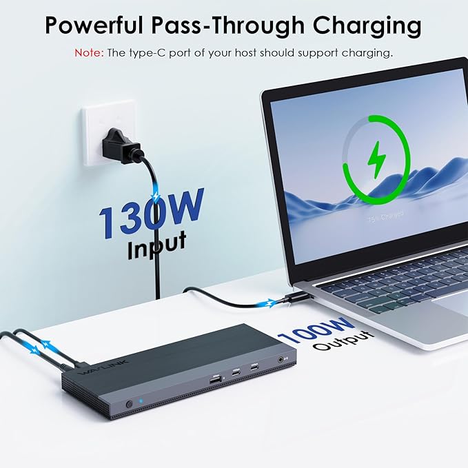 WAVLINK USB C Docking Station Dual Monitor Triple Display for Laptop Windows OS, USB Type C Dock with 130W Power Adatpter - 2 HDMI, DisplayPort, 100W PD, Ethernet, 4 USB 3.0, 2 USB-C, Audio