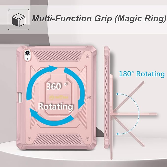 Fintie Case for iPad Air 11-inch M4/M3/M2 (2026/2025/2024), iPad Air 5th/4th Generation (2022/2020) 10.9 Inch - [Tuatara Magic Ring] 360 Degree Rotating Stand Cover with Screen Protector, Rose Gold