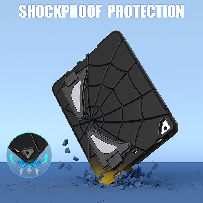 AKABEILA Compatible with Apple iPad 9.7 5th/6th(2017/2018)/iPad Air 2/iPad Pro 9.7 Tablet Case，Lightweight Shockproof Rugged Protective Cover with Kickstand for Kids Children Boys Babies Black