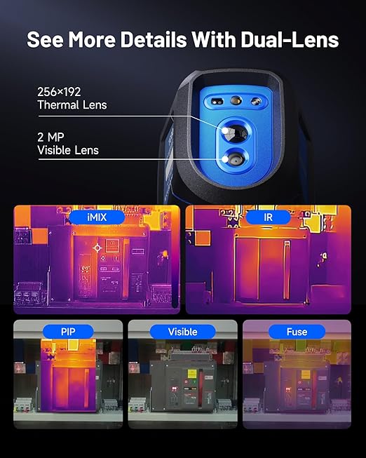 TOPDON TC005 3.5" Dual-Lens Thermal Imaging Camera, 512 x 384 TISR Resolution, with 2MP Visual Light Camera, 8-Hour Battery Life Handheld Infrared Imager, -4°F~1022°F