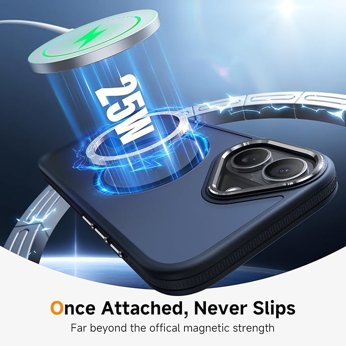 Magnetic 3 in 1 for iPhone 17 Case, [Omni-Directional Protection] with 1x Screen Protector + 1x Camera Cover, [Seamless Work with Magsafe] Translucent Protective Silm Phone Case for iPhone 17 Black
