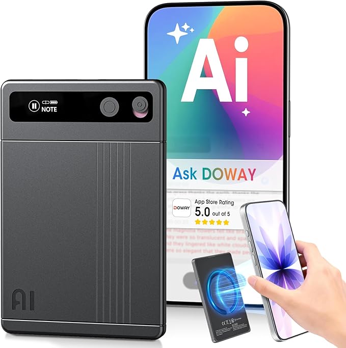 Alotwan AI Voice Recorder - AI Note Taking Device with Transcribe & Summarize, Support 118 Languages, 64GB APP Control, AI Noise Cancellation, Clear Audio Recorder for Lectures, Meetings, Calls