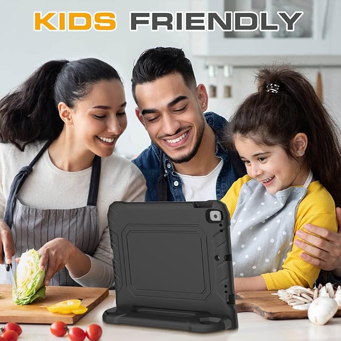 Kids Case for iPad 9th/8th/7th Generation 10.2 Inch 2021/2020/2019, Case for iPad Air 3rd Gen/Pro 10.5 Inch, Durable Shockproof Cover with Screen Protector for iPad 10.2 & 10.5, Black