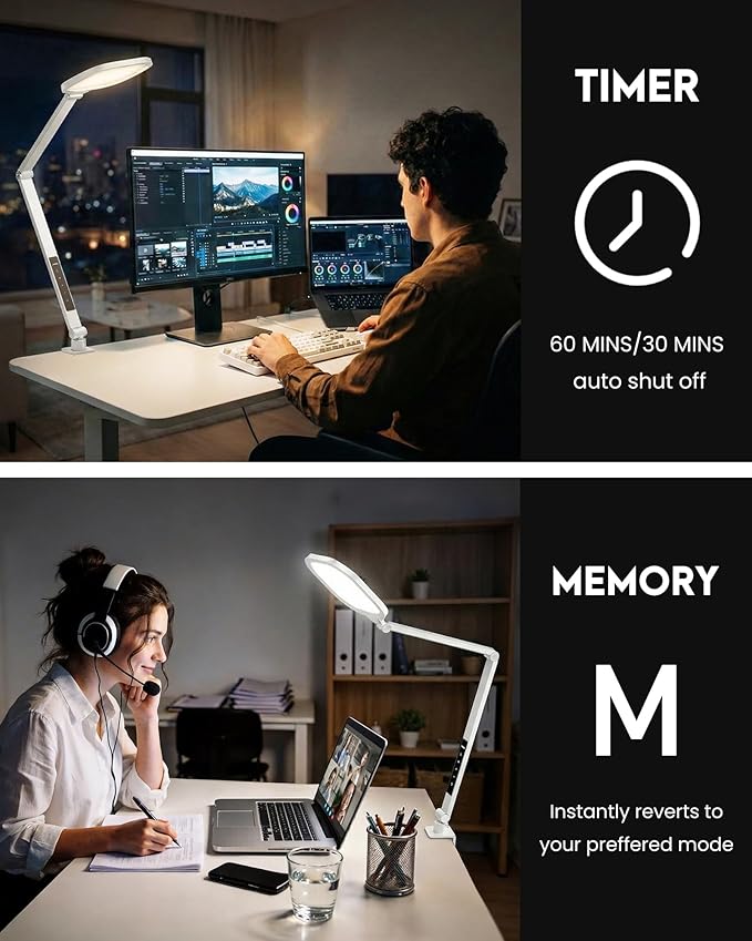 LitONES Video Conference Lighting for Computer, Dimmable Light for Video Recording, Meeting, Laptop & Webcam, 15W Ring Light for Desk with C- Clamp, Swing Arm, Remote, Memory & Timer CRI >95
