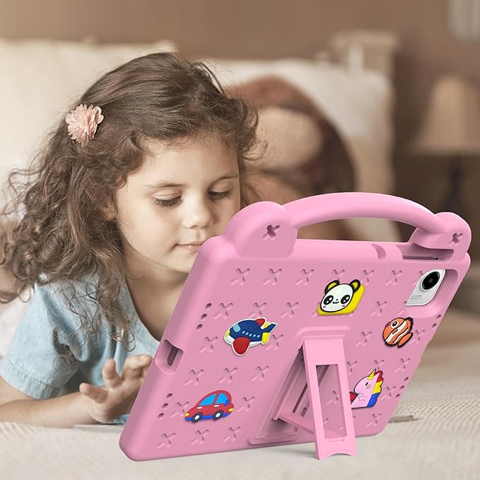 AKABEILA Compatible with Honor Pad X9a 2025 11.5 inch Tablet Case, Kids Friendly Universal Lightweight Shockproof Protective Case with Shoulder Strap & Stand Handle Pink